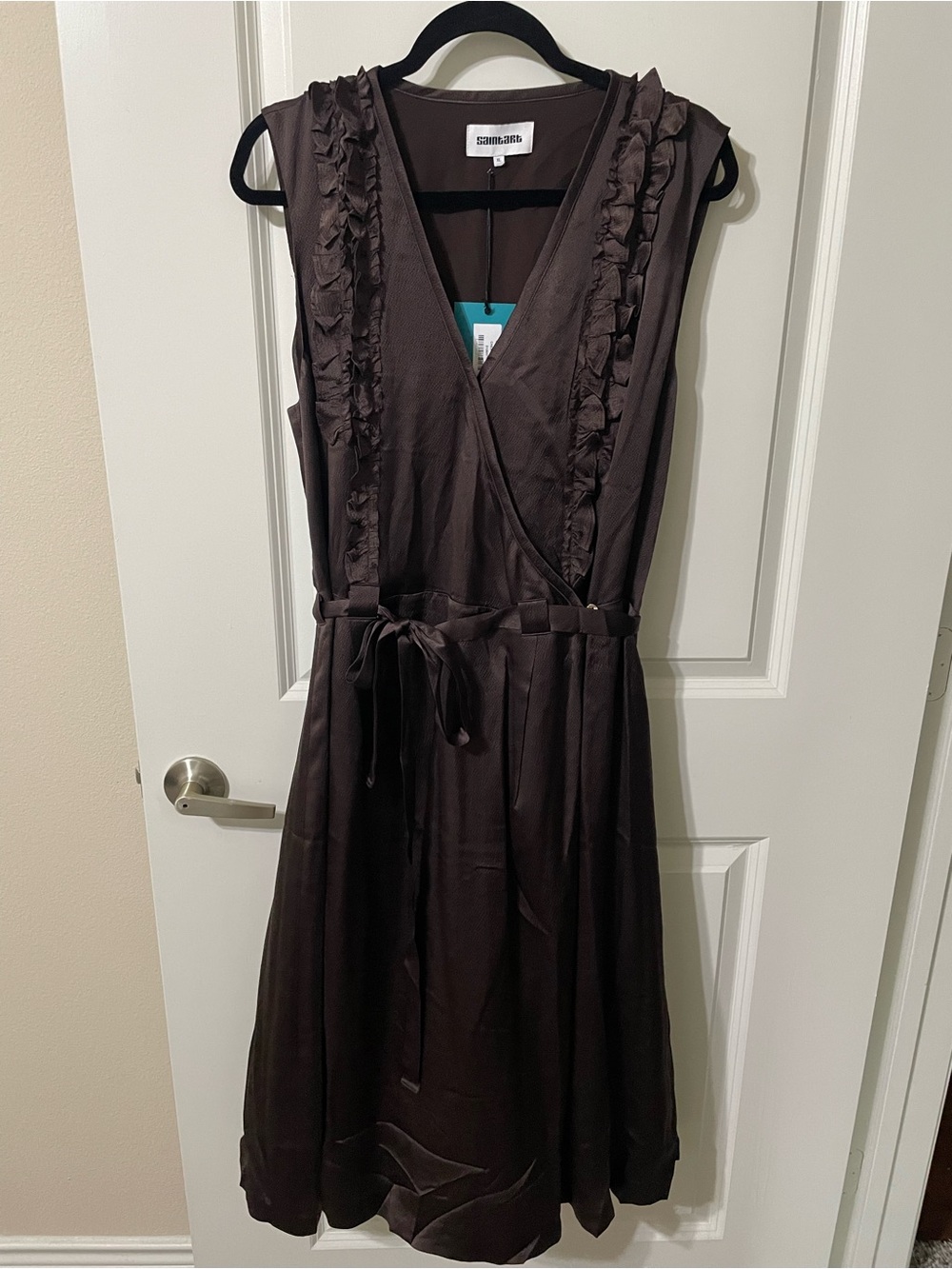 NWT SAINT ART Sylas 100% Silk Wrap Dress Chestnut XL